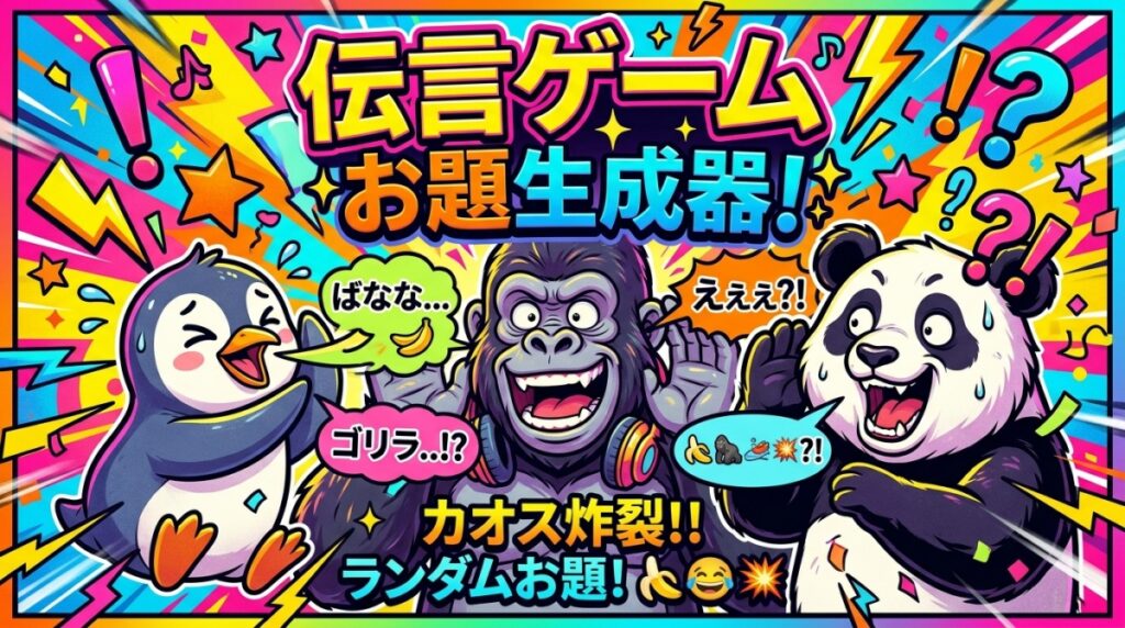 【爆笑】伝言ゲームのお題ガチャ（面白い・カオス編）タイマー＆アラーム付き