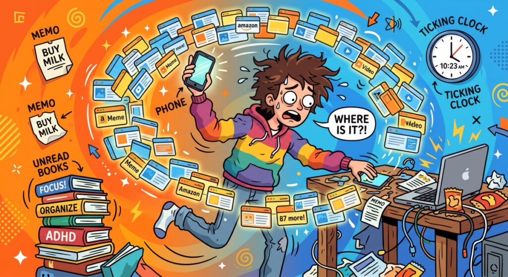 スマホ持ったまま探す！ADHDあるあるメーカー！脳内カオスのTOP3は？【無料ブラウザアプリ】